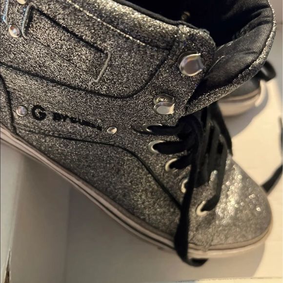 G by Guess Silver glittery high top shoes Sneakers women’s - Picture 8 of 9